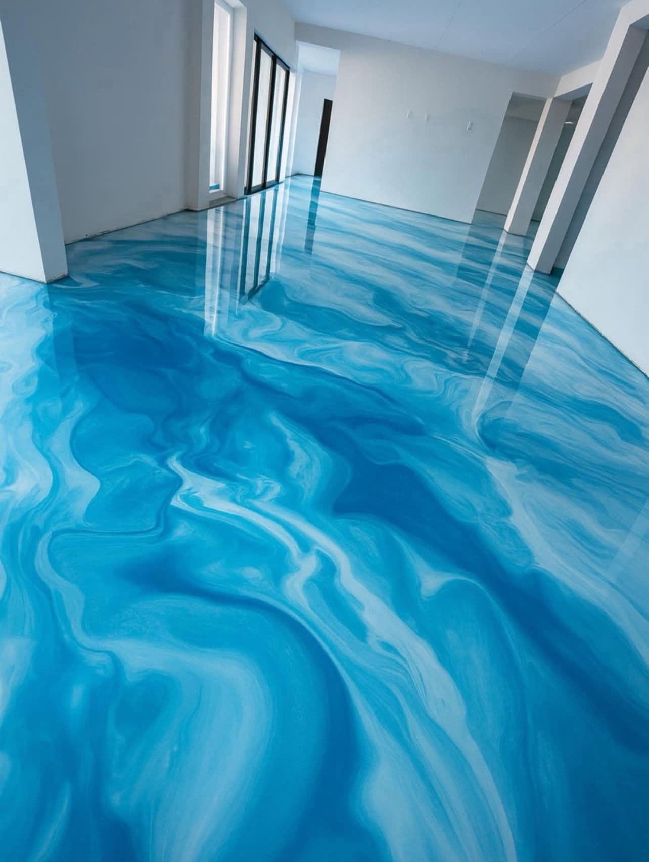 Ocean Effect Open-Plan Living Space - Epoxy flooring installation in Manchester, UK
